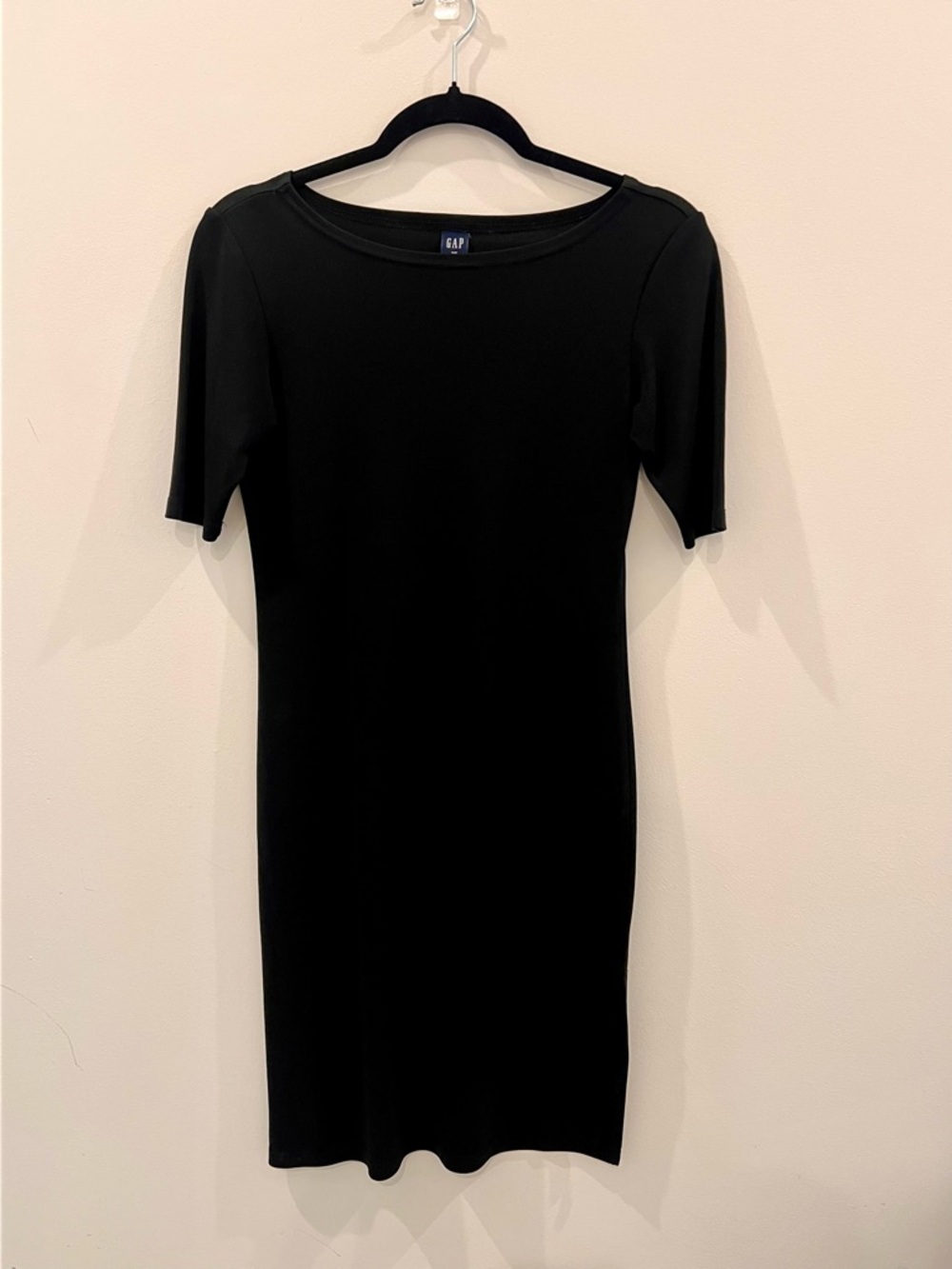 GAP Black Minimalist Sheath Dress XS | 90s Style Bodycon Midi
